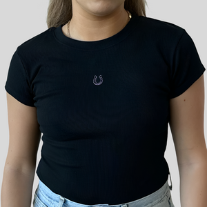 Lucky Girl Embroidered Horseshoe Tee