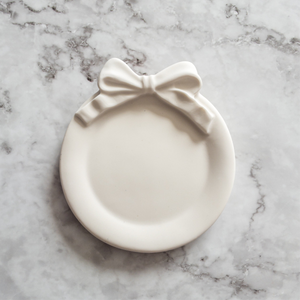 Baroque Style Bow Trinket Dish- Round: Soft Pink