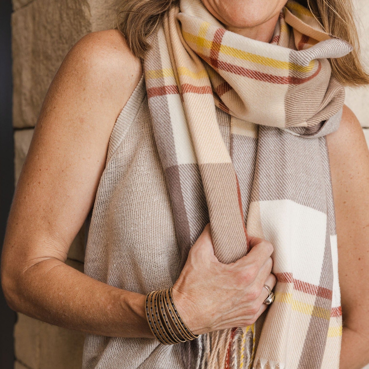 Balmoral Sand Check Scarf
