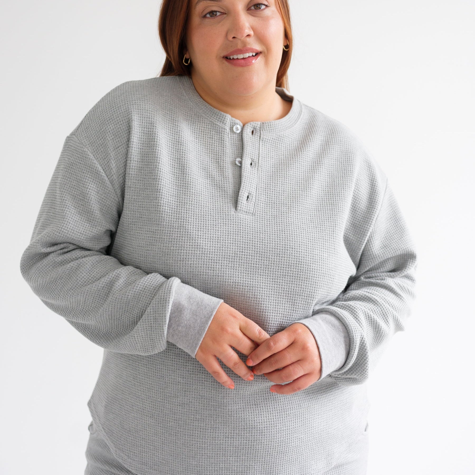 Waffle Henley Shirt by Brunette the Label