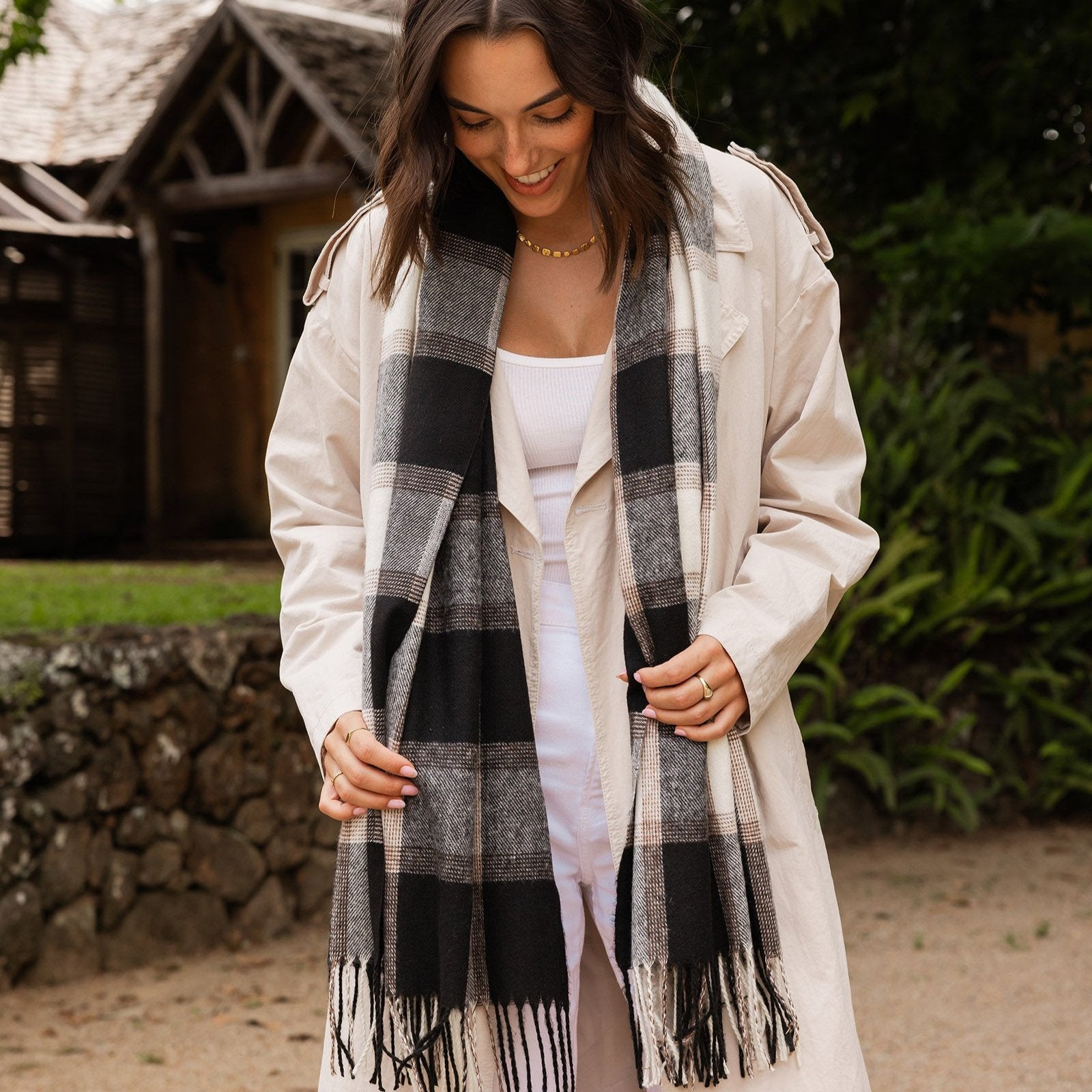 Edinburgh Black Plaid Scarf