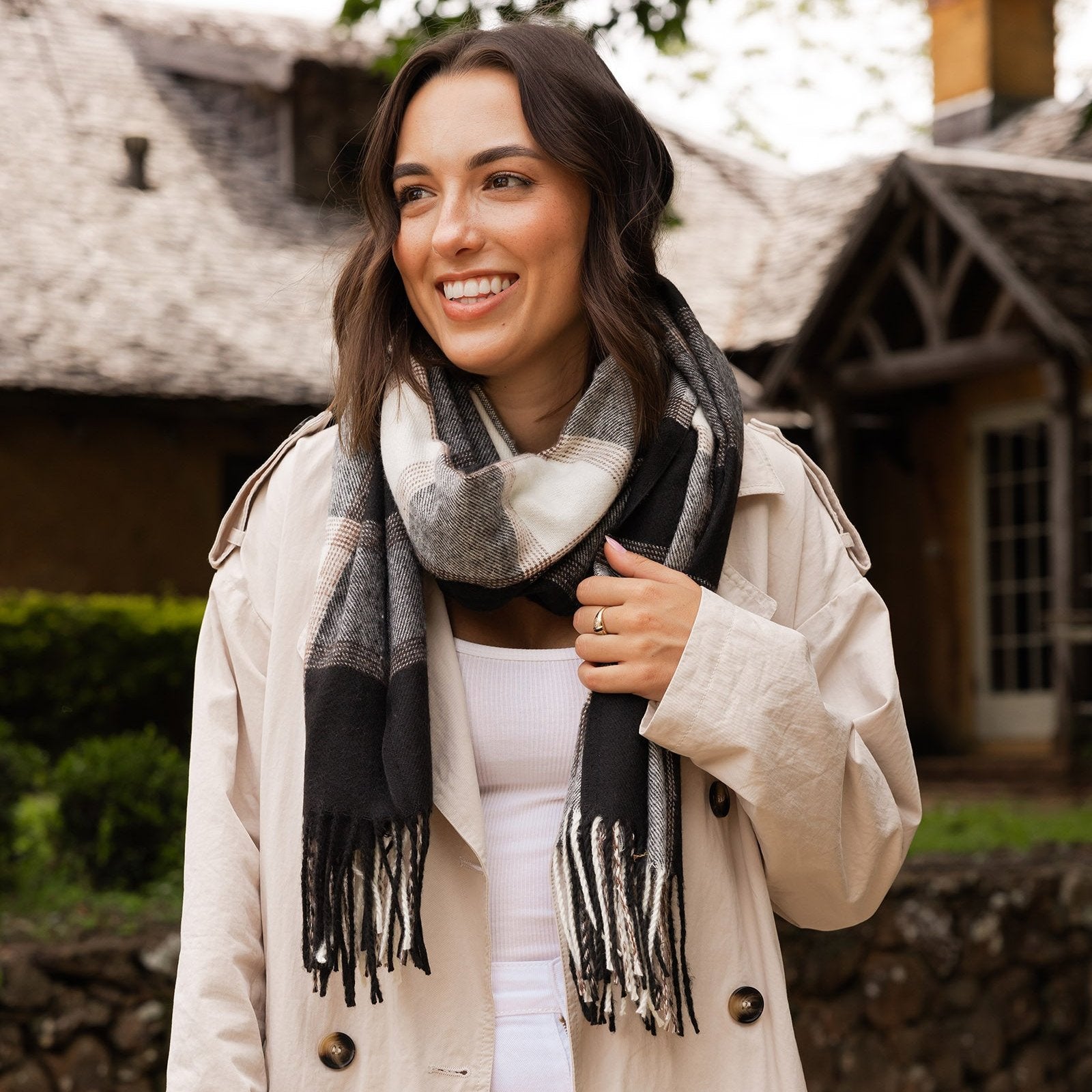 Edinburgh Black Plaid Scarf