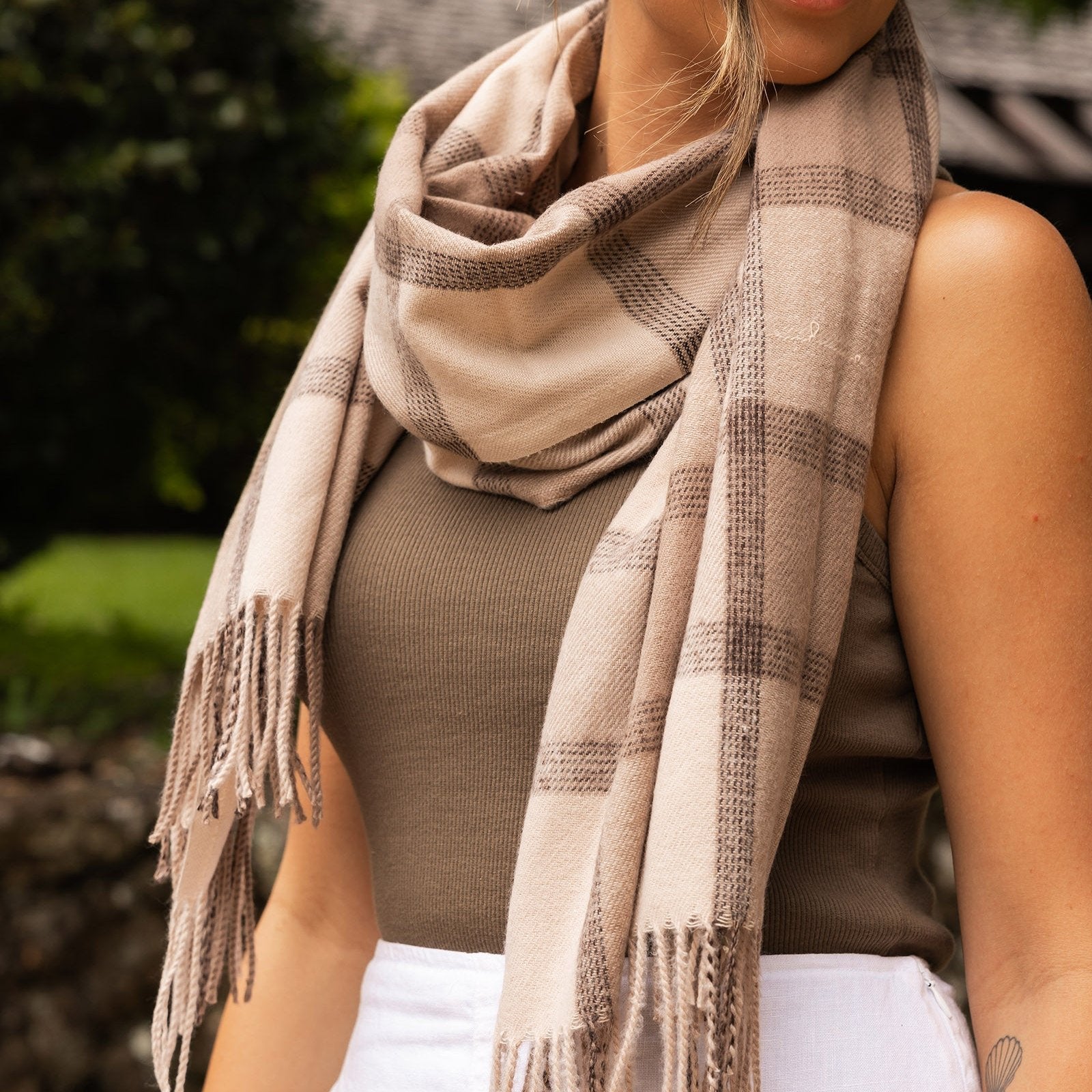 Edinburgh Mocha Plaid Scarf