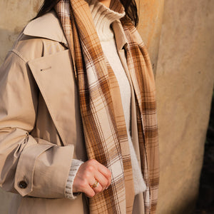 Oxford Plaid Camel Scarf