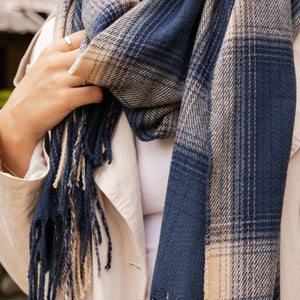 Oxford Plaid Navy Scarf