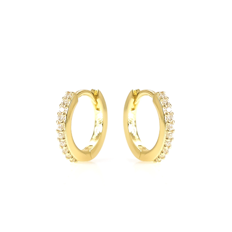 CZ Sparkle Gold Huggie Hoop Earrings