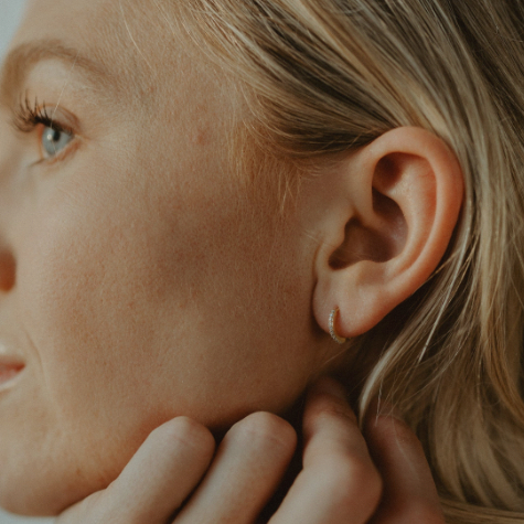 CZ Sparkle Gold Huggie Hoop Earrings