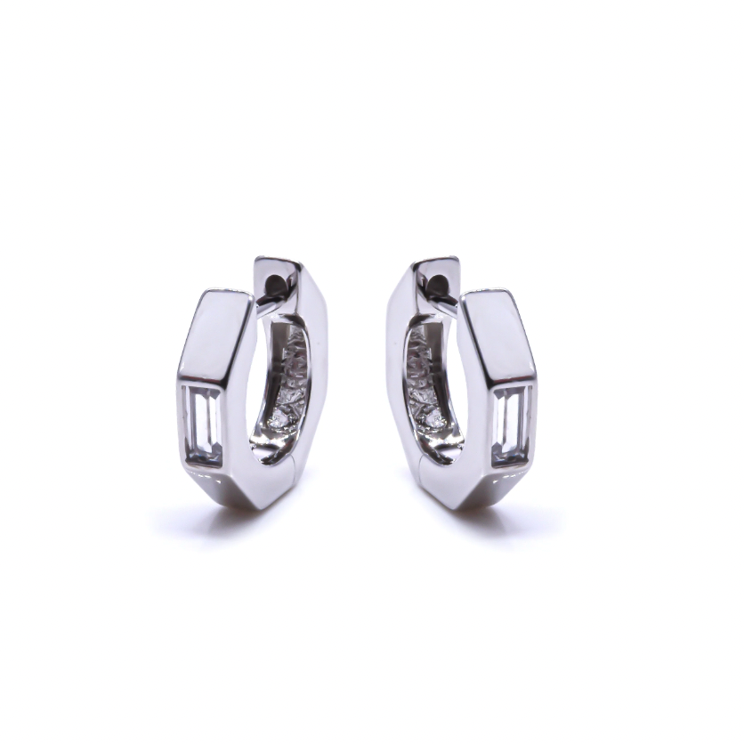 Stellar CZ Silver Hoop Earrings