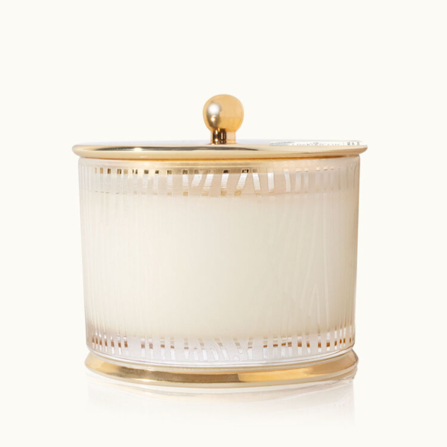 Thymes Frasier Gilded Frosted Woodgrain Candle