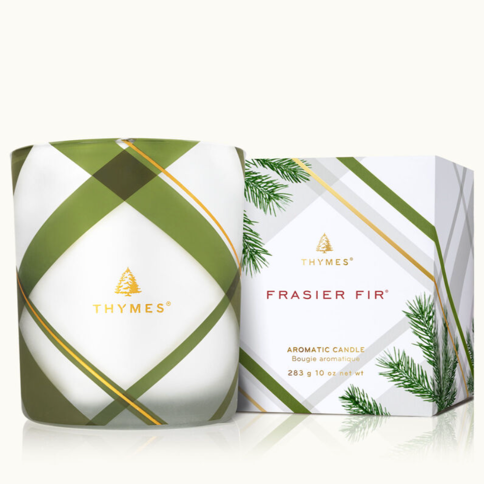 Thymes Frasier Fir Frosted Plaid Candle