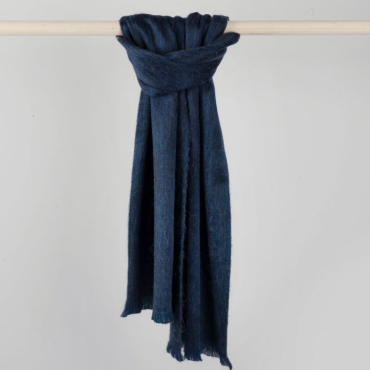 Seamless Alpaca Officer Blue Scarf