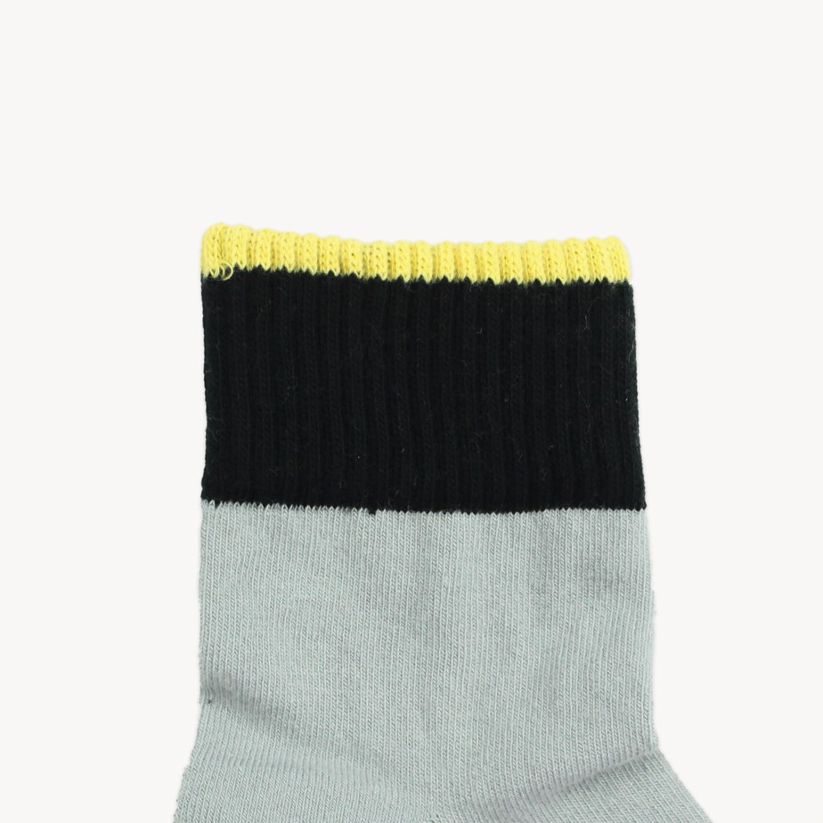 Block Pima Socks - Grey/Black