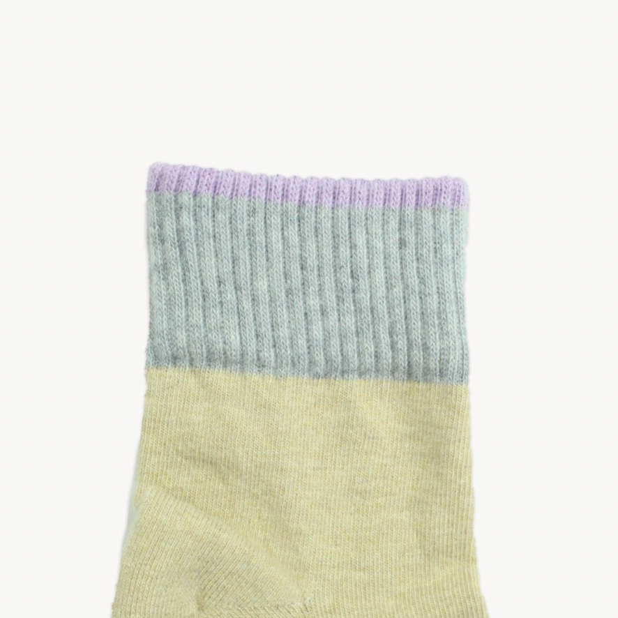 Block Pima Socks - Beige/Grey