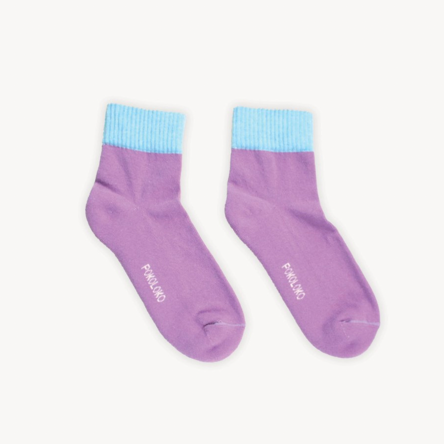 Block Pima Socks - Purple/blue