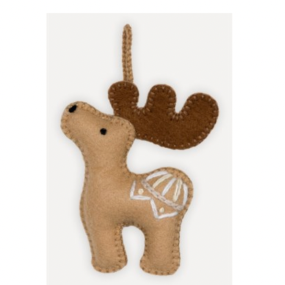 Moose Hand Embroidered Ornament