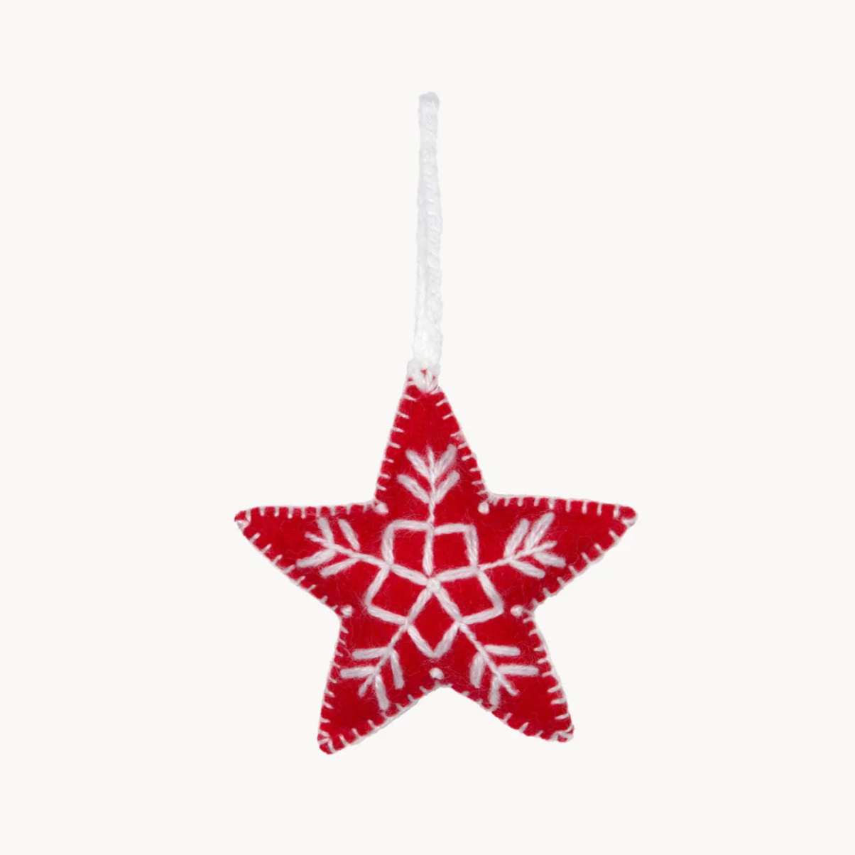 Embroidered Red Star Hand Embroidered Ornament