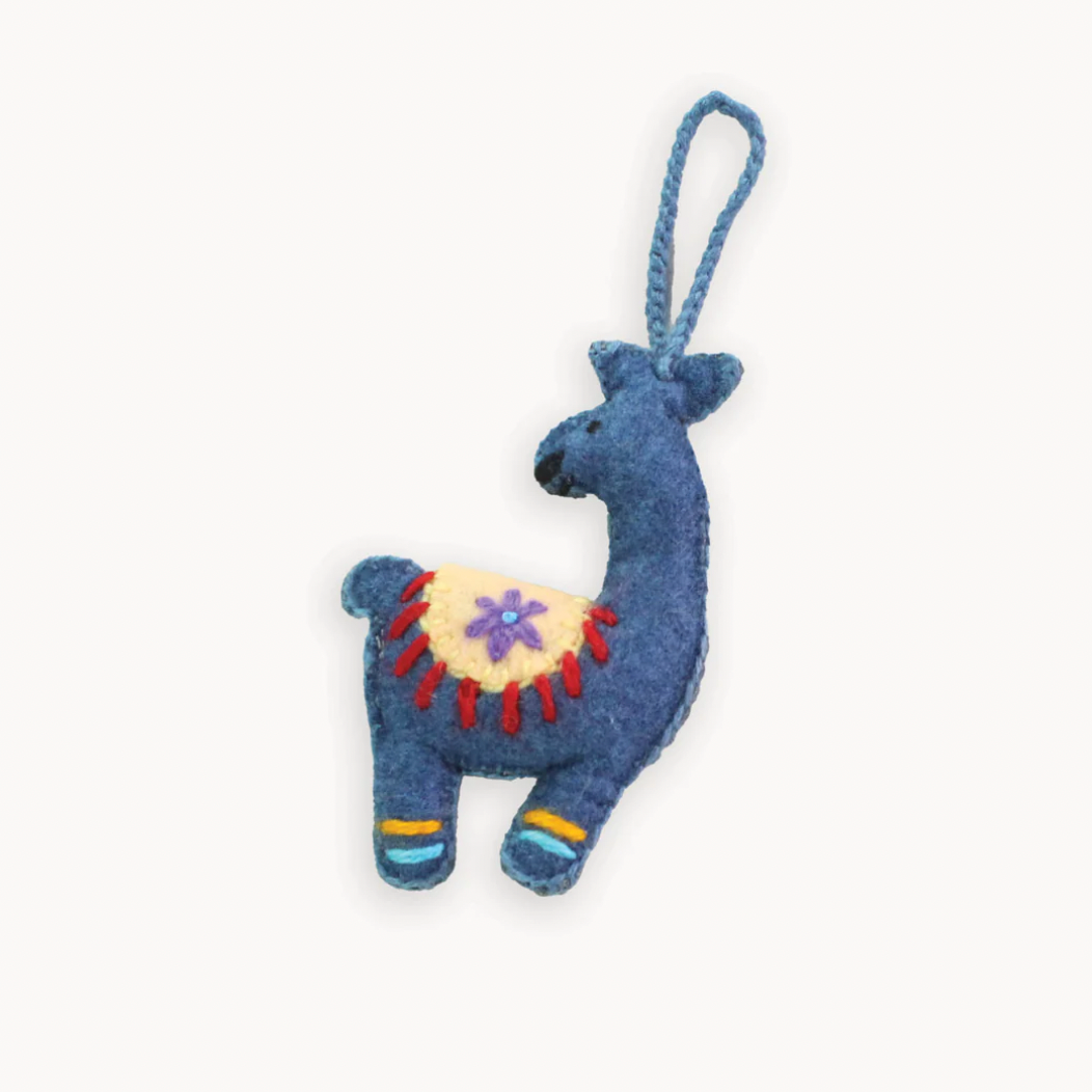 Alpaca Friend Festive Hand Embroidered Ornament