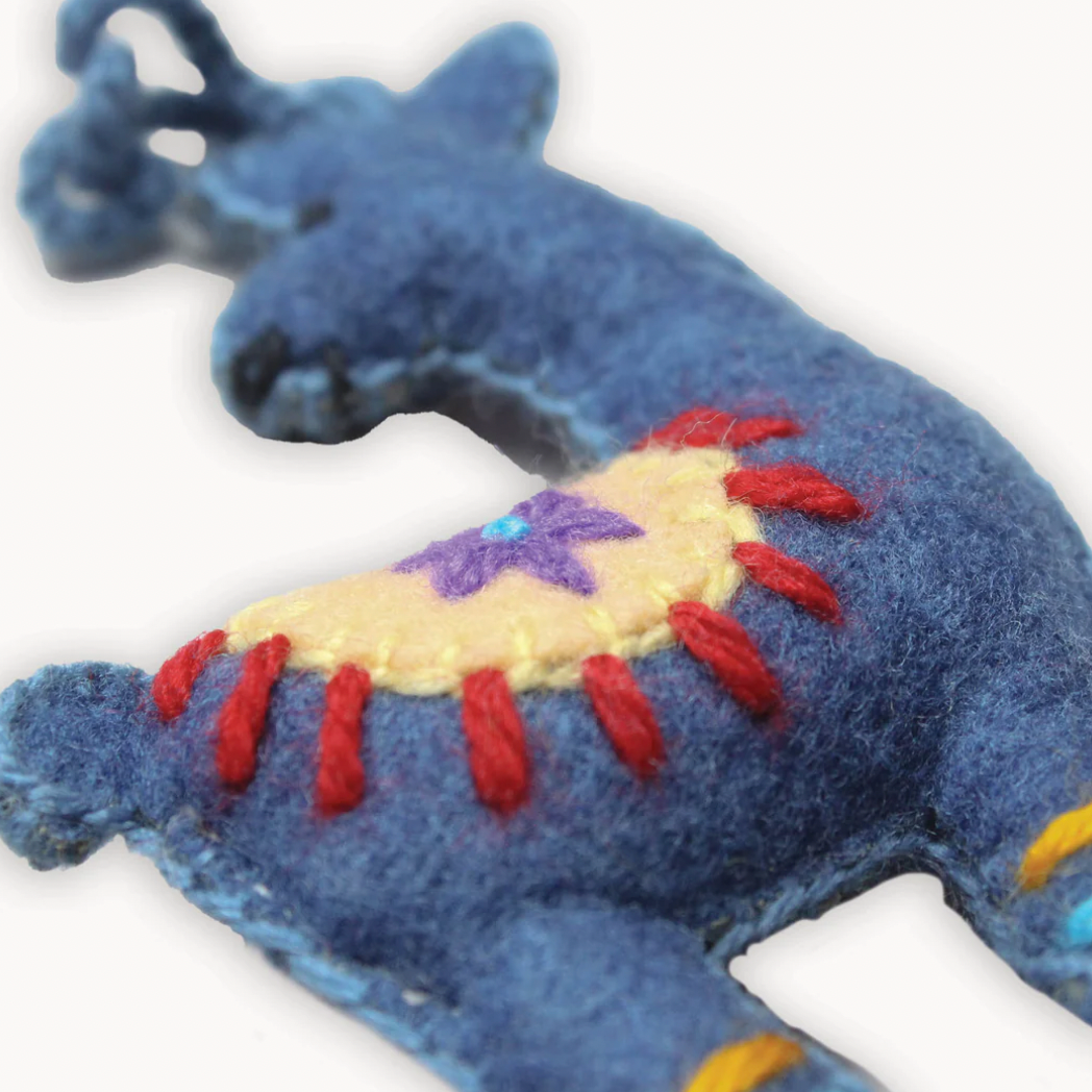 Alpaca Friend Festive Hand Embroidered Ornament