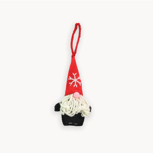 Red Gnome Hand Embroidered Ornament