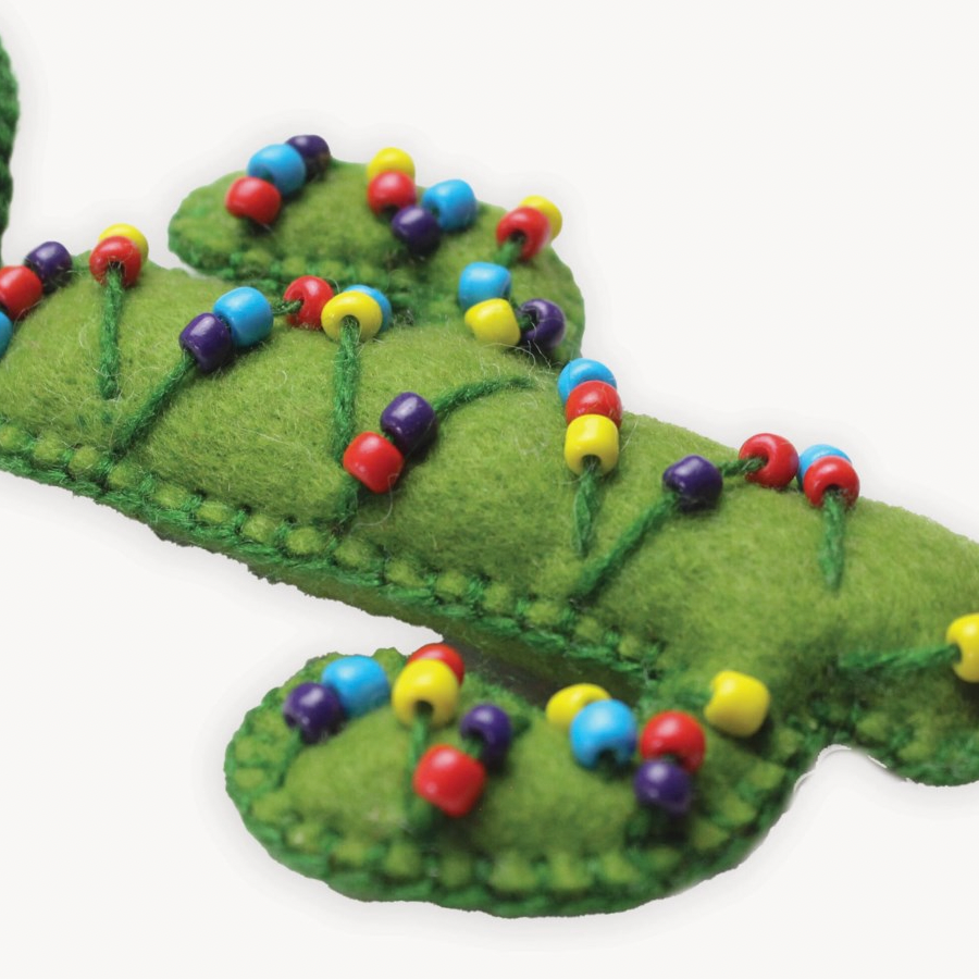 Festive Cactus Hand Embroidered Ornament