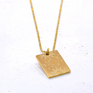 She Is the Sun, Moon and Stars Gold Necklace