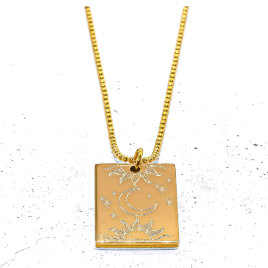 She Is the Sun, Moon and Stars Gold Necklace