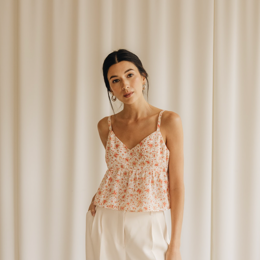 Mae White Ditsy Tank