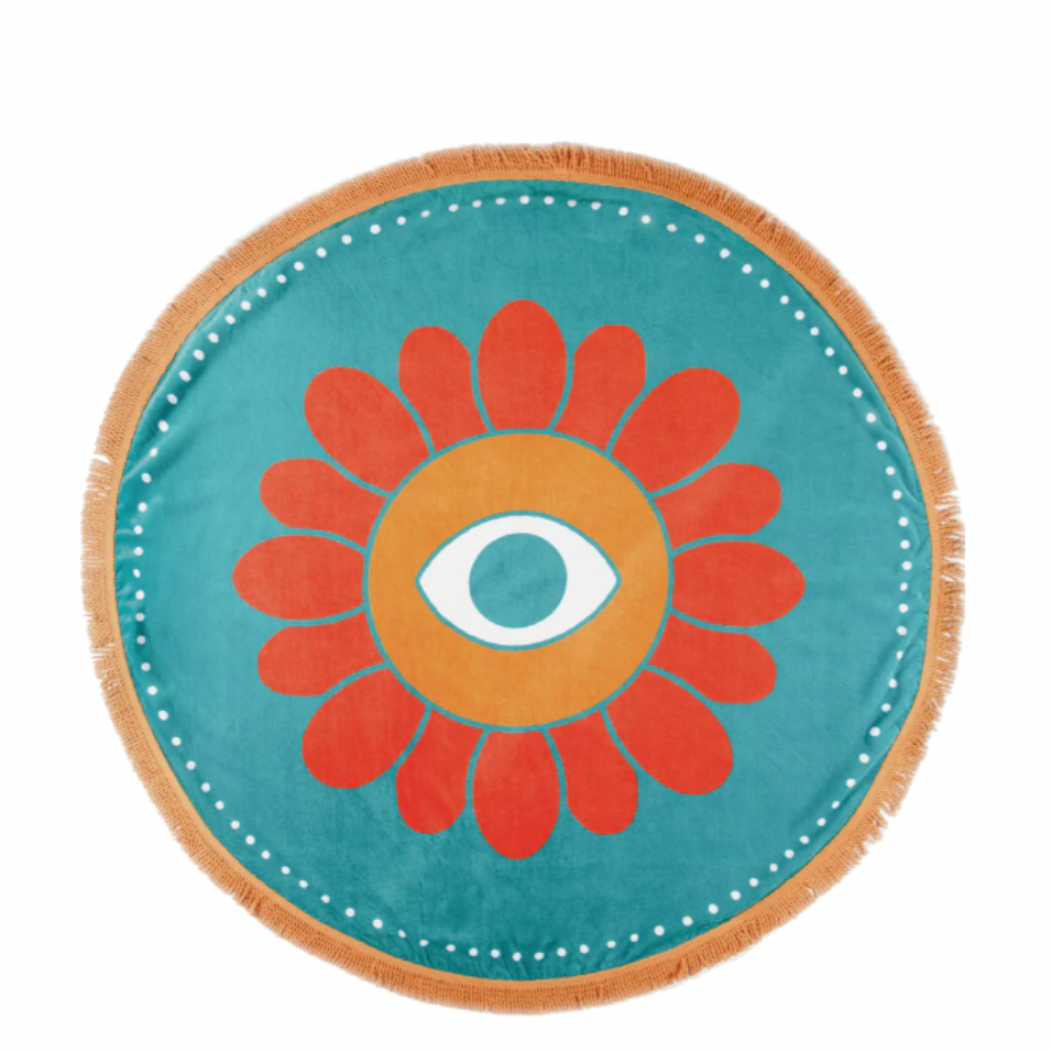 Flower Power Round Velour Beach Blanket - Towel