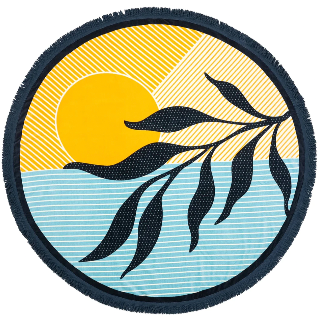 Seaside Round Velour Beach Blanket - Towel