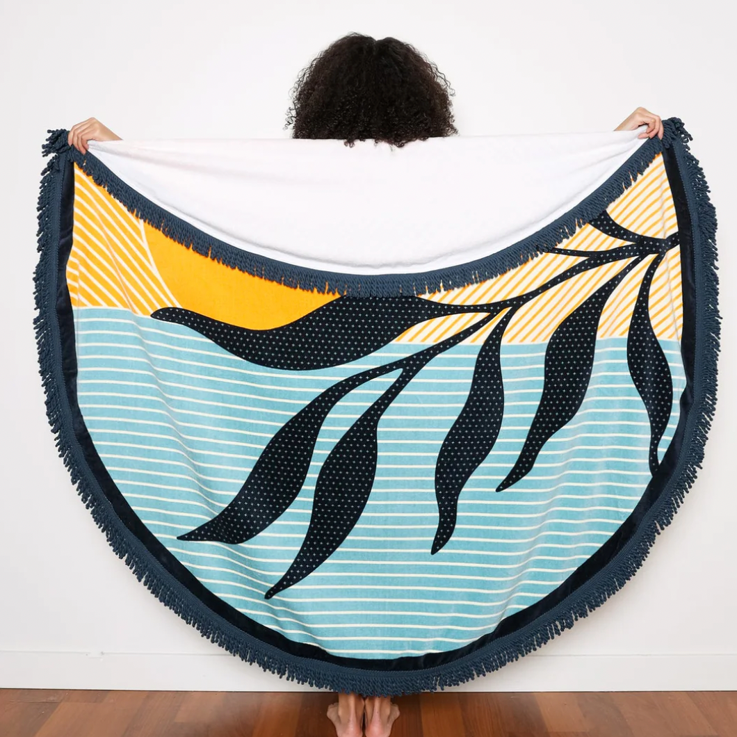 Seaside Round Velour Beach Blanket - Towel