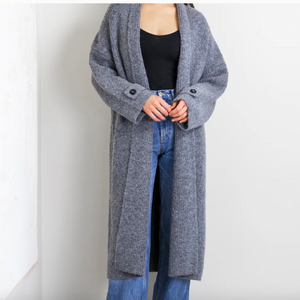 Vera Full Length Knit Cardigan in Dark Grey