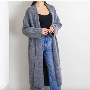 Vera Full Length Knit Cardigan in Dark Grey