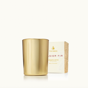 Thymes Frasier Fir Gilded Gold Votive Candle