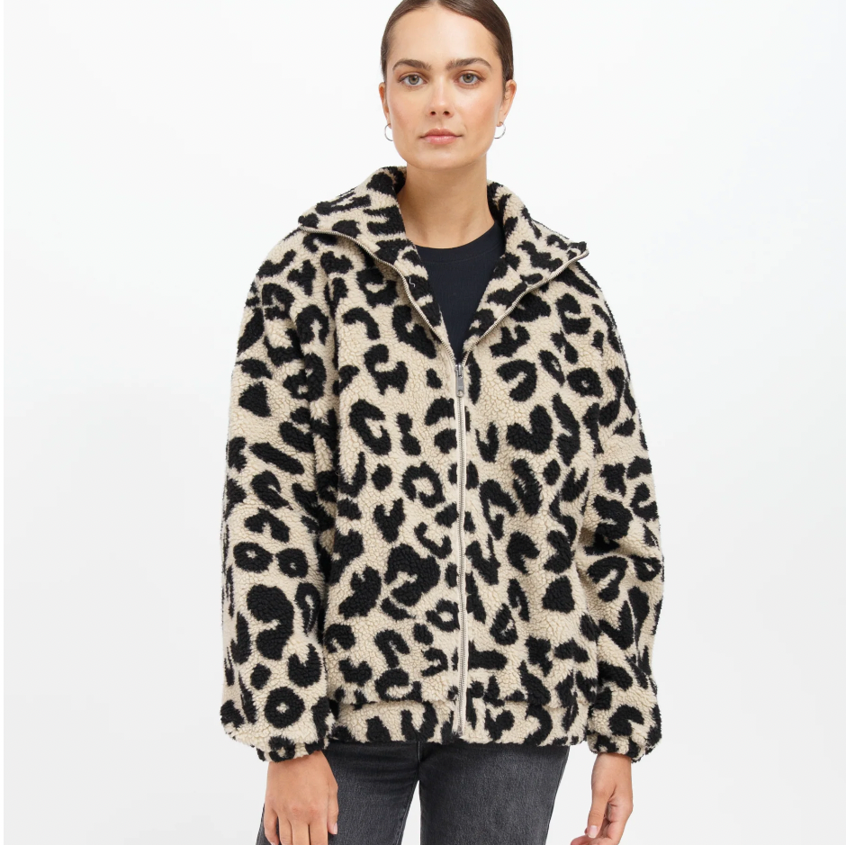 Leopard Sherpa Full Zip Jacket