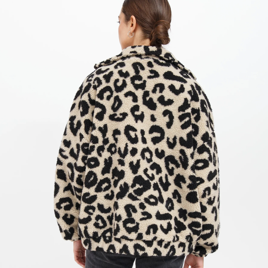 Leopard Sherpa Full Zip Jacket