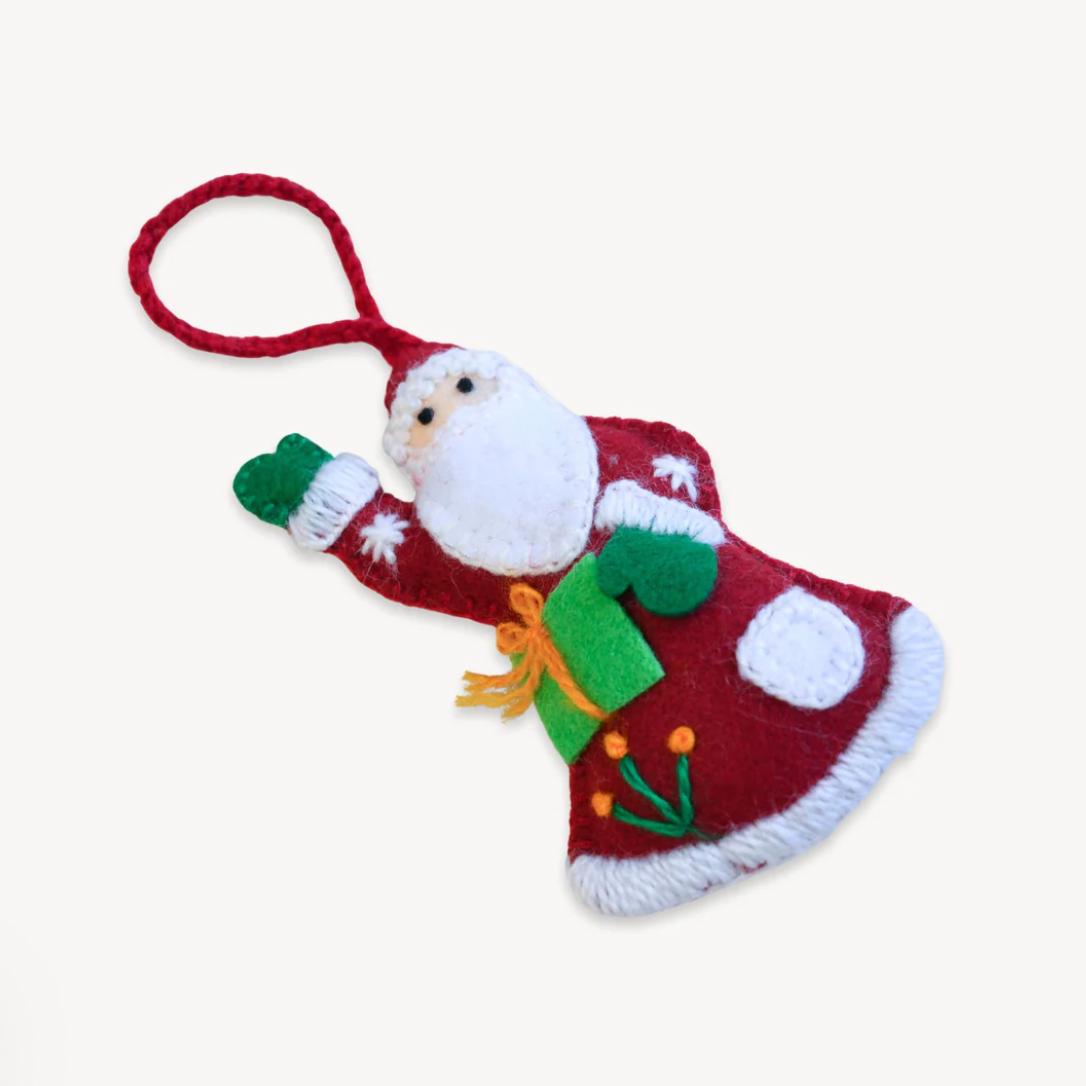 Santa Hand Embroidered Ornament