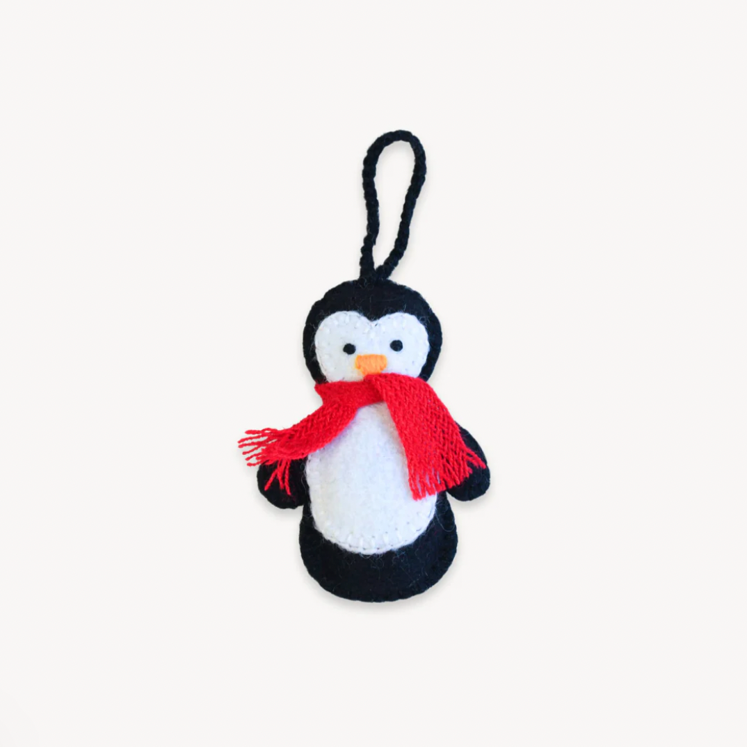 Penguin Hand Embroidered Ornament