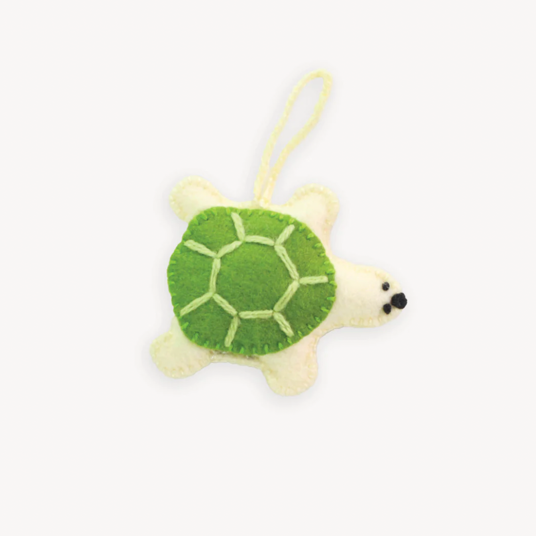 Turtle Hand Embroidered Ornament