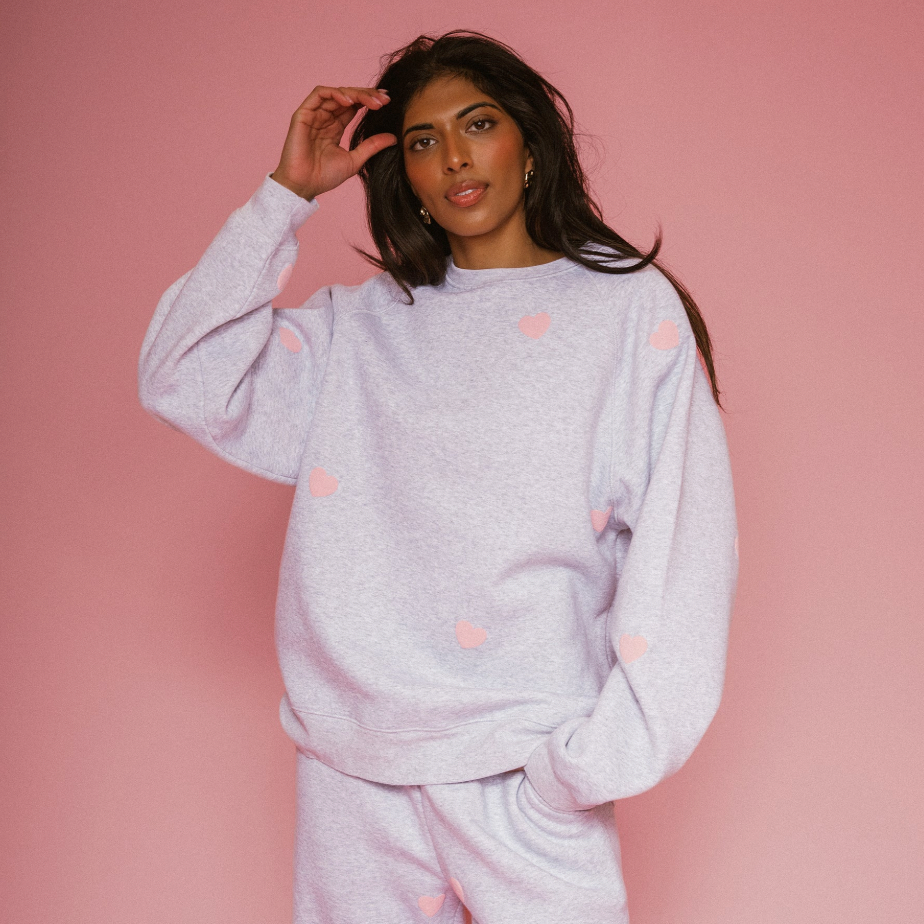 All Over Heart Big Sister Crew Sweater