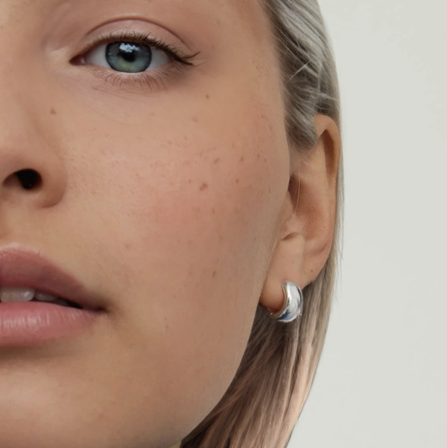 Chunky Huggie Silver Hoops