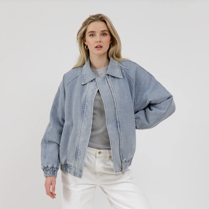 Christine Denim Bomber Jacket