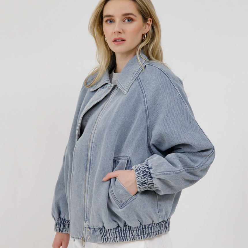 Christine Denim Bomber Jacket