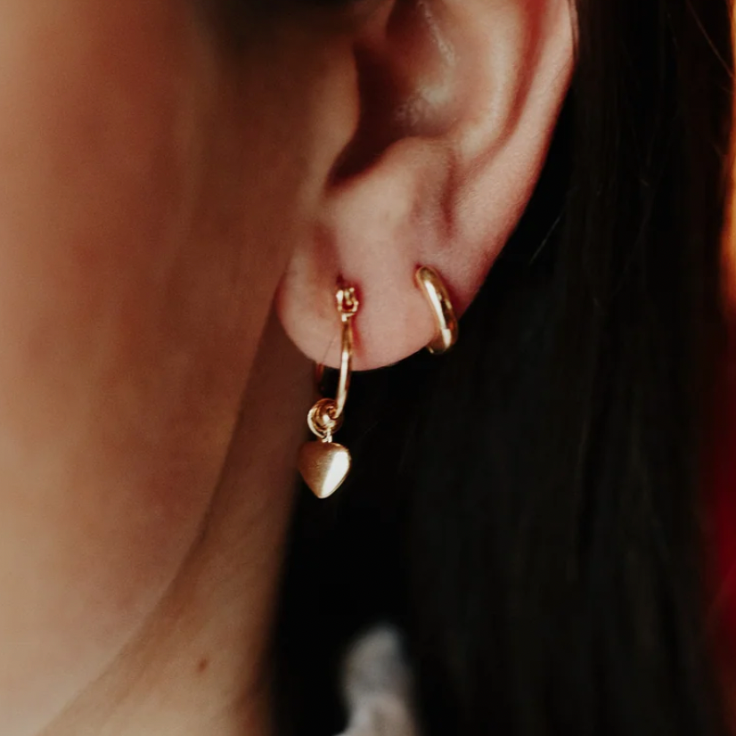 Heart Charm Hoops