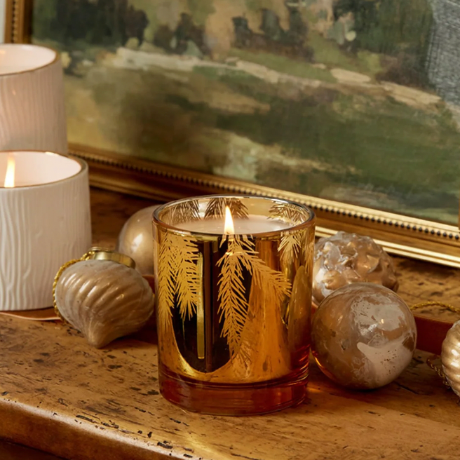 Thymes Frasier Fir Gilded Gold Poured Candle