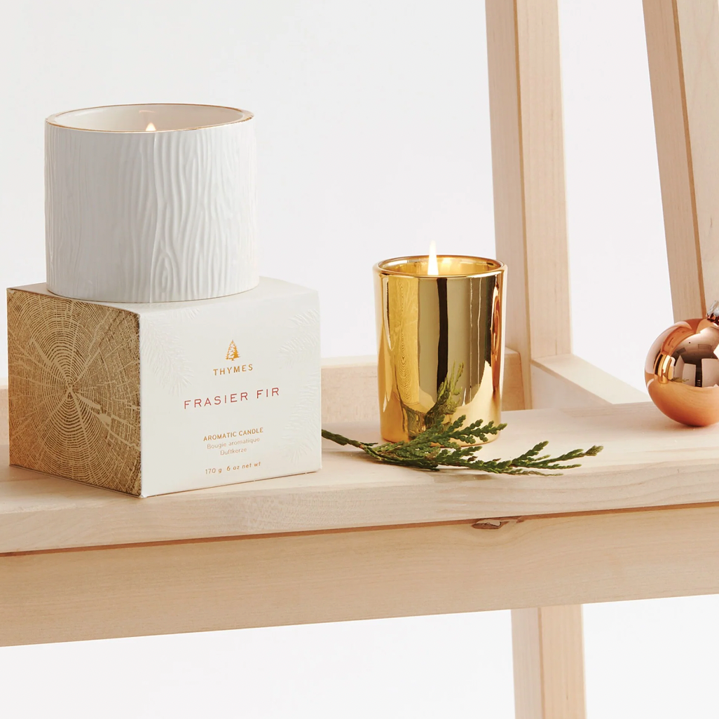 Thymes Frasier Fir Gilded Ceramic Candle