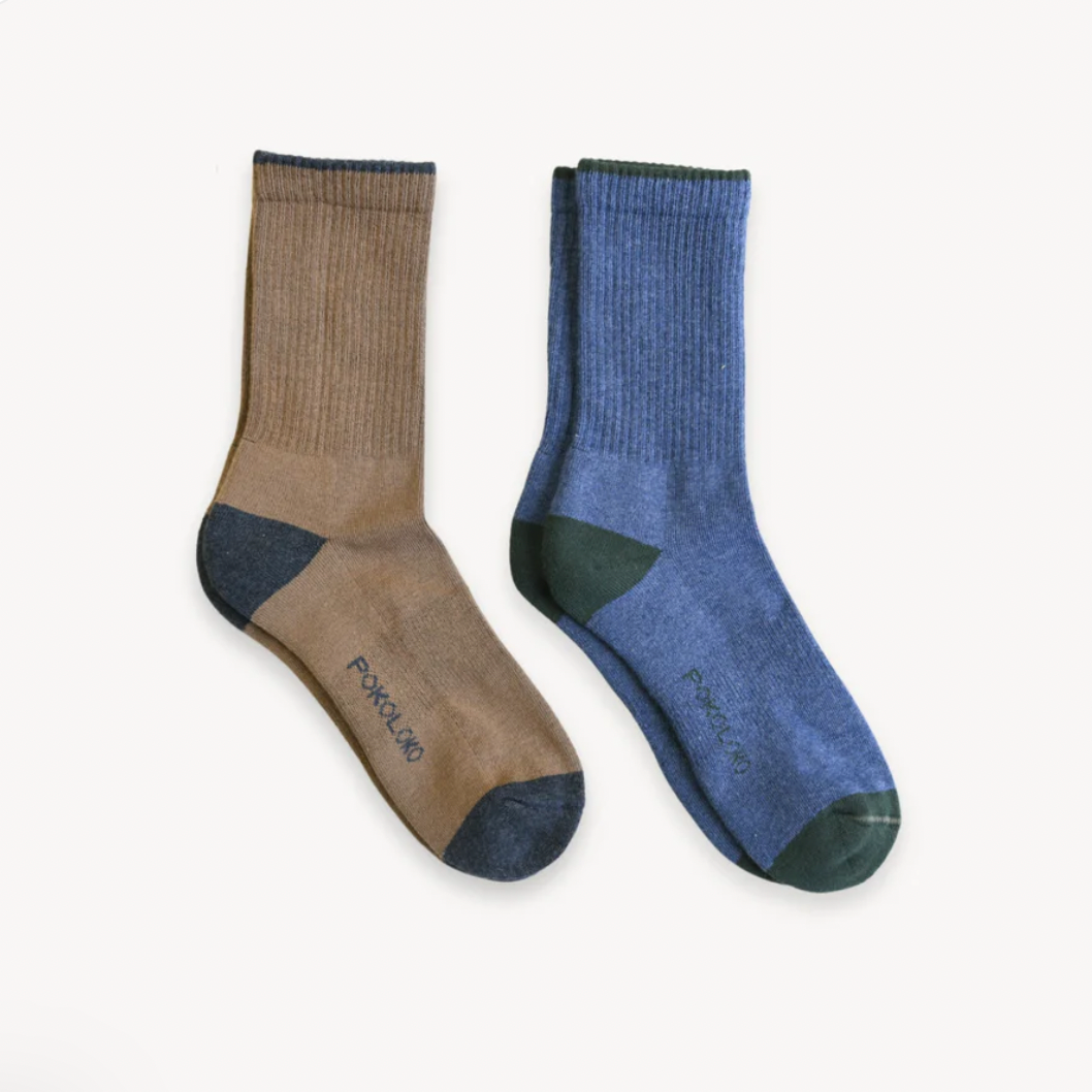 Heel Toe Naval / Walnut Socks Set Of Two