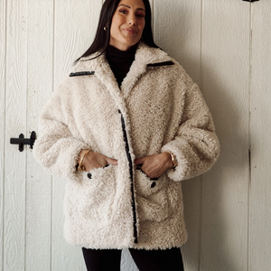 Leather Trim Sherpa Jacket by Brunette The Label