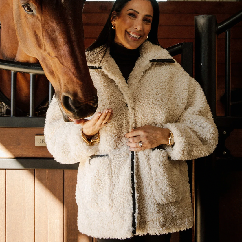 Leather Trim Sherpa Jacket by Brunette The Label