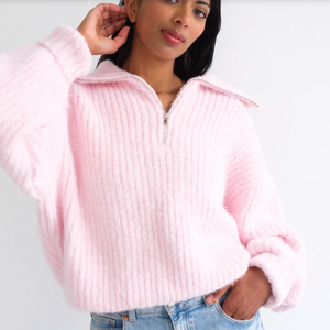 Trucker Half Zip Sweater by Brunette The Label