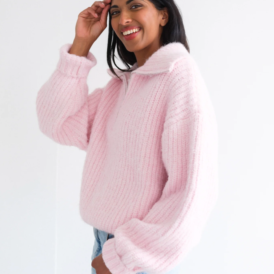 Trucker Half Zip Sweater by Brunette The Label